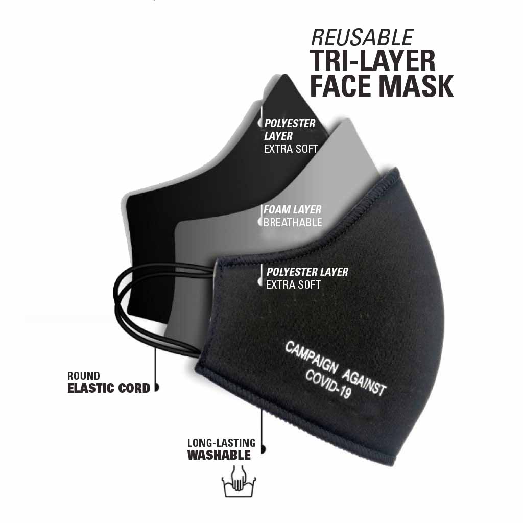 Pro-Mask Maschera viso lavabile a tre strati